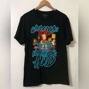 The Simpsons Welcome to the neighborhood Black Tee Short Sleeve 100% cotton.L